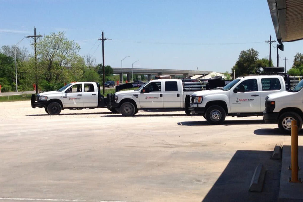 Speakeasy Telecommunications fleet of service trucks